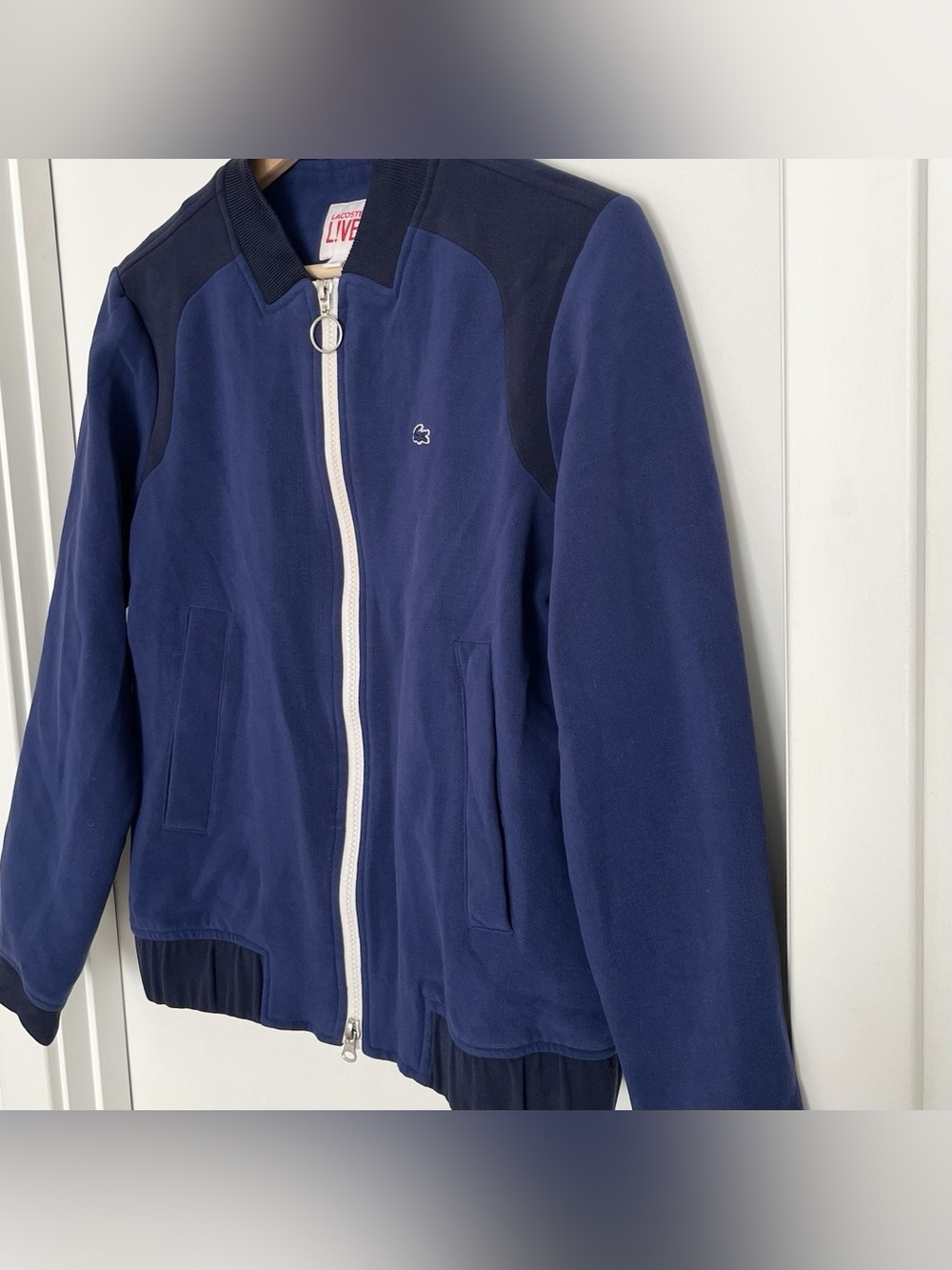 Lacoste Live Women’s Bomber Jacket Size S Blue Black Tennis Preppy Old Money - Picture 3 of 7